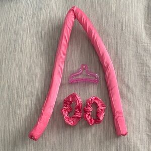 Pink heatless hair curling rod